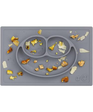 ezpz Happy Mat (Gray) - New Version | 100% Silicone Suction Plate for Toddlers | Divided Plate - Dishwasher Safe - Buy Online on SooperMarket.com