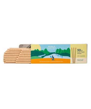 World Centric, Straws Paper Compostable, 50 Count