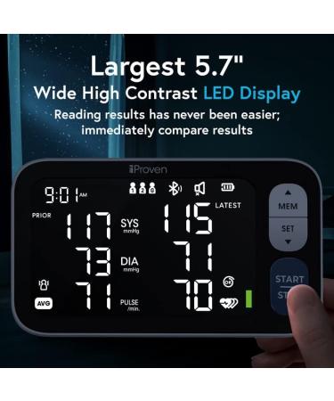 iProven 2023 Smart Upper Arm Blood Pressure Monitor - 500 Memory Sets - Large Adjustable Cuff - Backlit Display - Bluetooth App - Home Use - Buy Online on SooperMarket.com