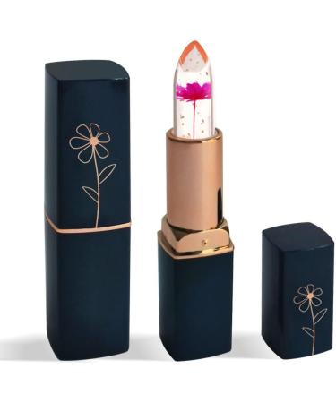 LZPCarra Dark Blue Tube Transparent Dried Flower Lipstick Gold Leaf Jelly Colour Changing Moisturising Lip Balm Moisturising Lip Care (B One Size) 1 count (Pack of 1) b - Buy Online on SooperMarket.com