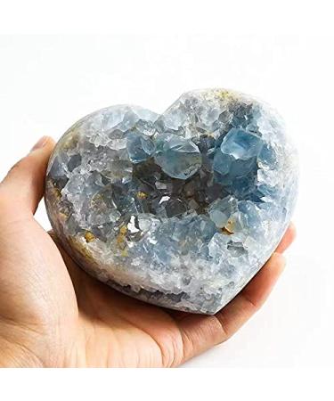 1pc Natural Blue Celestite Crystal Geode Specimen Heart Cluster 900g-1000g for Decoration Gift
