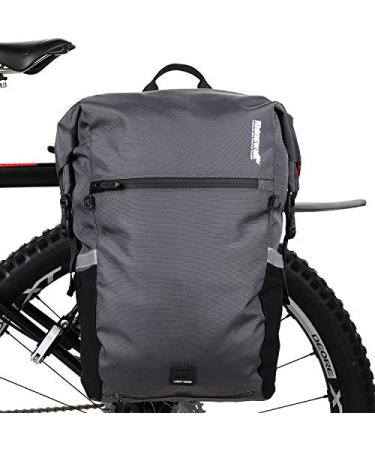 Rhinowalk Bike Bag Waterproof Pannier Backpack Convertible - 2 in 1 Bicycle Saddle Bag Shoulder Bag Laptop Pannier Professional Cycling Accessories Gray