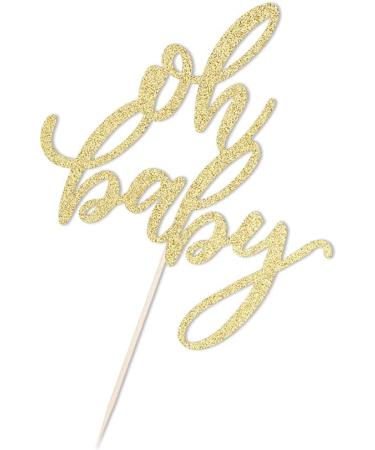 Golden Oh Baby Cake Topper - Baby Party Decoration for Baptism, Gender Reveal & New Baby Celebrations - Buy Online on SooperMarket.com
