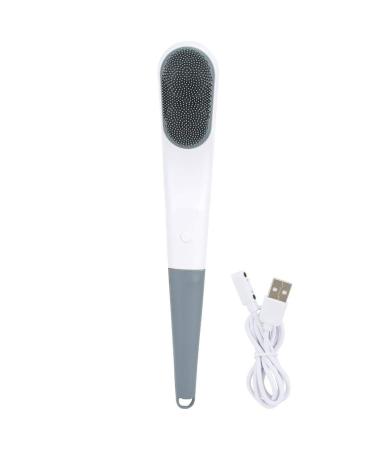 Electric Bath Brush  Silicone Bathing Brush Waterproof Vibrating Body Shower Cleansing Brush Multi-functional Long Handle Brush Massager(Gray)
