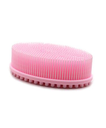 DNC Exfoliating Silicone Body Scrubber Shower Bath Body Brush Easy to Clean, Lathers Well, Eco Friendly (Pink)