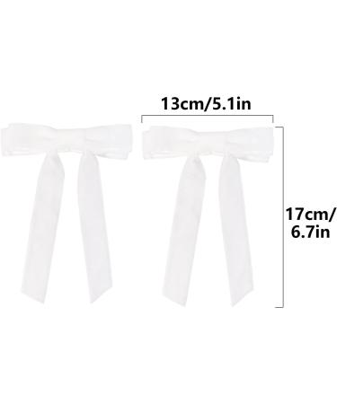 2Pcs Velvet White Bow Hair Clips with Long Ribbon - Vintage Hair Accessories for Girls and Women - Buy Online on SooperMarket.com