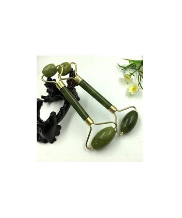 Home Decoration Jade Facial Massage Roller - Natural Jade Anti Aging Neck Body and Eyes Massager Skin Tightening De-Puff Face Scraper Full of Texture (Size : 5.5 Inch A Type Golden)