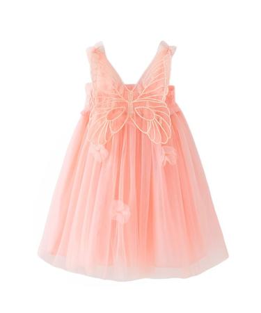 PythJooh Baby Girl Tulle Dress Toddler Girl Sleeveless Butterfly Wings Tutu Princess Dress Daisy Stars Sundresses for 0-4Years 12-18 Months Butterfly Wings With Flowers Pink