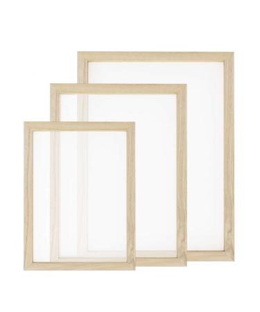 Worown 3 Size Wooden Paper Making Mould Frame Papermaking Screen for DIY Paper Craft and Dried Flower Handcraft