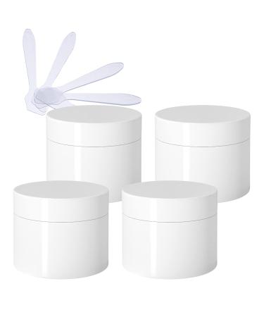 Zeoabsy 4 pieces 30ml thick shine white round plastic crucible Tantrum with screw cap ointment intake cosmetic socket empty box cosmetic cream can lottery lottery for lip balm cream + 4x spatula