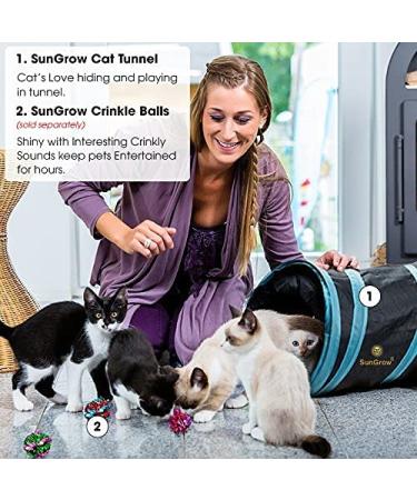 SunGrow Large Cat Tunnel Toy with Play Ball - Collapsible Maze Tube for Indoor Cats, Kittens, Rabbits, and Dogs - Buy Online on SooperMarket.com