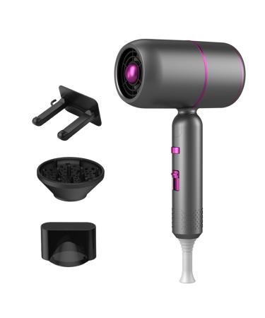 Hairdryer Powerful Blue Light Ion 3 Cold & Hot Air Settings Fast Drying with Diffuser and Concentrator Nozzle Foldable Blowdryer for Home Travel