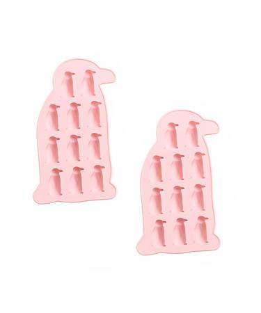 ABOOFAN 1 Set 2 Pcs Little Penguin Silicone Mold Animal Ice Trays Halloween Kitchen Decor Silicone Baking Molds Hidden Wires DIY Candy Mold Muffin Fudge Cake Mold Pink Silica Gel