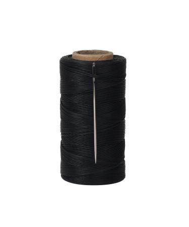 Tenn Well Waxed Thread  328 Yards 150D 1MM Leather Sewing Waxed Thread with Needles for Leather DIY Project(Black)