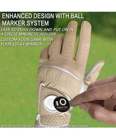 Finger Ten Men's Golf Gloves - All-Weather Leather with Ball Marker Left & Right Options | 1-Piece Khaki - Buy Online on SooperMarket.com