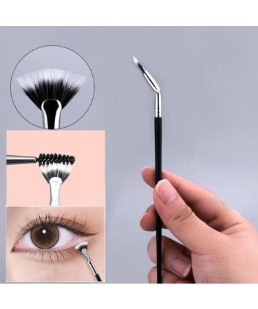 Buy Black Bent Lash Fan Brush - Professional Duet Fibre Eyelash Makeup Tool for Perfect Lashes | International Shipping Available - Buy Online on SooperMarket.com