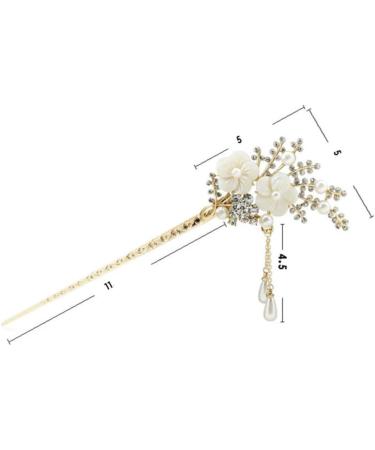 Minkissy 1PC Flower Pearl Hair Chopstick Alloy Hair Pin Chopsticks with Tassel Vintage Hair Stick for Girls Women - Buy Online on SooperMarket.com