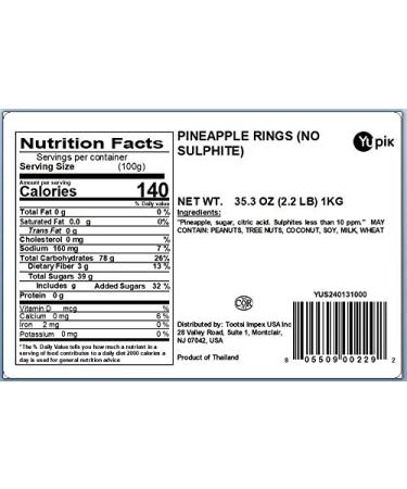 Yupik Sulfite Free Dried Pineapple Rings - 2.2lb - Pack of 1 - Buy Online on SooperMarket.com
