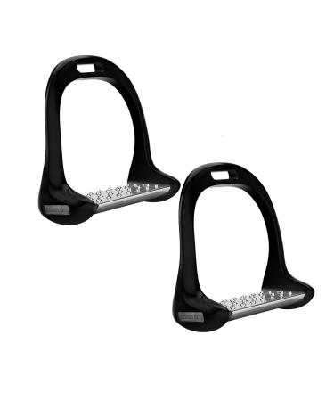 Pssopp Flexible Safety Stirrups Horse Riding Safety Stirrups Irons Stainless Horse Riding Stirrup Stainless Steel Non-Slip Pad Equestrian Aluminum Saddle With Painting (Black)