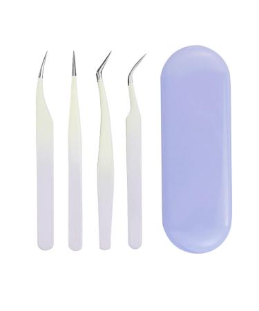 DIY eyelash appliances tool set eyelash tweezers for eyelash extensions with artificial eyelash scissors made of stainless steel eyelash cluster tweezers eyebrow pliers and violet