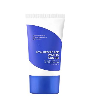 Hyaluronic Acid Korean Sunscreen SPF50++++ Sun Cream SPF50+ PA++++ SPF 50 Face Moisturiser Moisturizing Suncream Hyaluronic Acid Watery Sun Gel No Whitecast Reef-safe 50ml 1