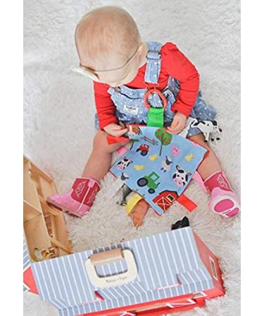 Farm Friends Baby Sensory Crinkle & Teething Square Lovey | 8x8 Inch | Closed Ribbon Tags | Cognitive, Social & Emotional Development - Buy Online on SooperMarket.com