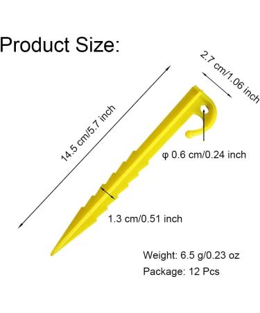 JZTang 12 Pcs 5.7 inch Yellow Plastic Tent Stakes - Heavy Duty Serrated Edges for Camping, Outdoor, Garden - 5.9 inch Style 1 - Buy Online on SooperMarket.com