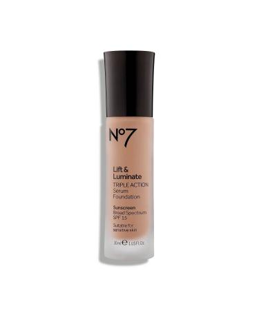 No7 Lift & Luminate TRIPLE ACTION Serum Foundation - Warm Beige 1 Count (Pack of 1) Warm Beige