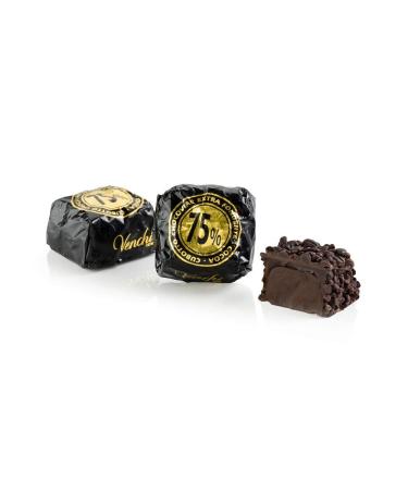 Venchi - Chocoviar cubes 75% - chocolates with "cuor di cacao" filling extra dark chocolate and 75% chocoviar granules - 1 kg large pack - vegan - gluten -free