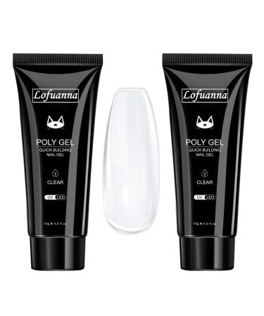 Lofuanna Transparent Poly Nagel Gel 15ml 2 Builder Gel Nail extension gel UV/LED nail polish gel for professional manicure repair nail extension nail strengthening (transparent) C03