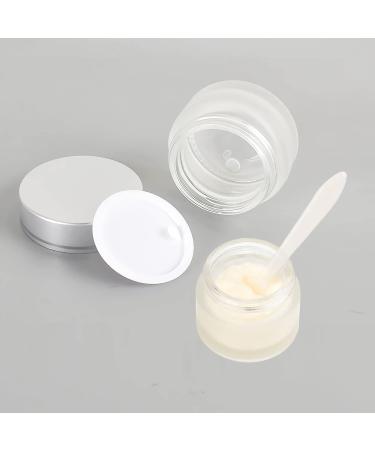 Zeoabsy 12 Pack 10ml Empty Matte Transparent Glass Cream Cans with Silver Lids - Ideal for Gels Creams & Ointments + 12 Spatulas | International Shipping Available - Buy Online on SooperMarket.com