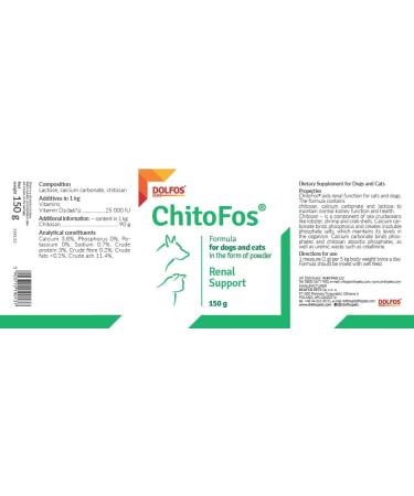 PETS Dolfos ChitoFos 150g Powder Renal Support Chitosan for Cats and Dogs - Buy Online on SooperMarket.com