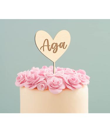 Alsino Personalized Cake Topper - Sustainable Wood Heart Engraved for Weddings Birthdays Baptisms & More - Buy Online on SooperMarket.com