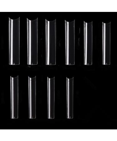 NO C Curve Square Nail Tips - NO C Curve Long Nail Tips - Yimart 500pcs No C Curve XXXL Square Straight False Nail Tips Half Cover Clear Natural Extra Long Fake Nails (Clear)
