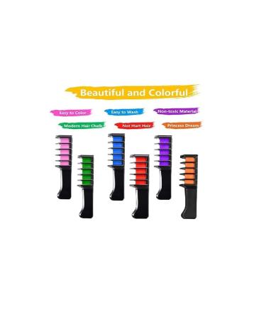 6PCS Temporary Hair Color Chalk Comb Set for Girls Kids Gifts Washable Colour Hairspray for Kids Halloween Christmas Party DIY Cosplay