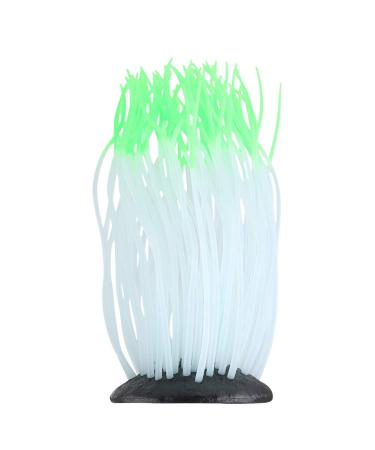 Simulation Artificial Silicone Anemone Coral Ornament for Aquarium Fish Tank Decoration (Green)
