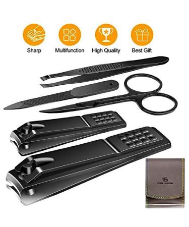 Manicure Pedicure Kit - 5 Piece Nail Clippers Set for Fingernails & Toenails - Best Care Tools for Men & Women with Travel Case (Gray/Black) - Buy Online on SooperMarket.com