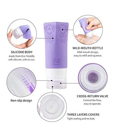 Leakproof Silicone Travel Bottles Set | TSA Approved Cosmetic Toiletries Containers | Perfect for Shampoo, Conditioner, Facial Cleanser & Cream | Travel Accessories - Buy Online on SooperMarket.com