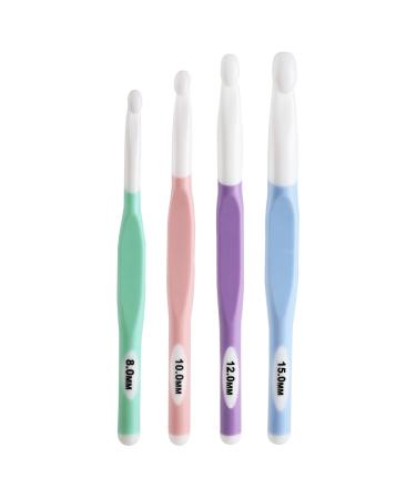 4PCS Crochet Hooks Ergonomic Handle Crochet Hooks Set for Arthritic Hands Comfortable Colourful Crochet Needles 8-15mm White