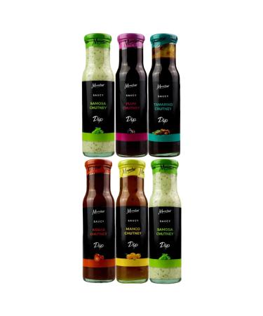 Mumtaz Saucy Chutney Dips Mixed Selection Pack of 6 Flavours Include: Samosa Chutney Plum Chutney Tamarind Chutney Kebab Chutney Mango Chutney Ideal For Dipping Dressing & Spreading.