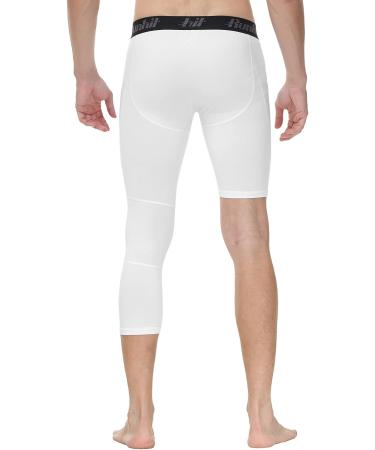 Runhit Men's One Leg Compression Tights 3/4 Length - White Medium - Buy Online on SooperMarket.com