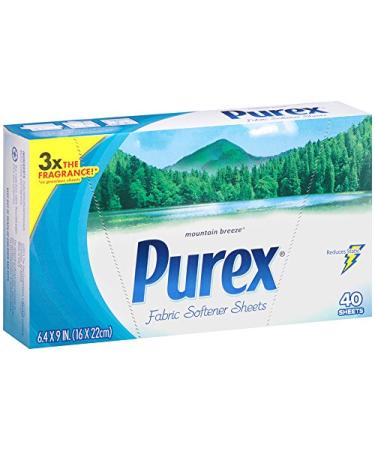 Purex Fabric Softener Dryer Sheets, Mountain Breeze, 40 Count
