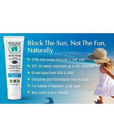 TotLogic Natural Mineral Sunscreen for Kids SPF 30 3 oz | Biodegradable & Reef Safe Zinc Oxide | Organic Sunblock for the Whole Family | Hypoallergenic & Water Resistant - Buy Online on SooperMarket.com
