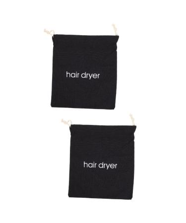 PLAFOPE 2pcs Hair Dryer Storage Bag Frog Bag Travel Bags Make up Brush Holder Organizer Pouch Fabric Black