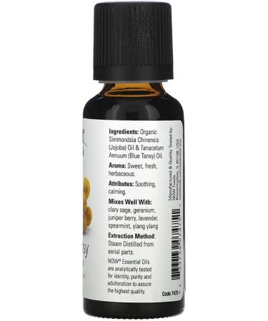 Now Foods Blue Tansy Essential Oil 1 fl oz (30 ml) - Pure & Therapeutic Quality - Buy Online on SooperMarket.com