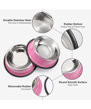 WERFORU 2 Pieces Dog Bowls Stainless Steel Dog Cat Bowls Pet Bowls For Feeding Water and Food Pink Medium Size M (2 Count) A-pink - Buy Online on SooperMarket.com