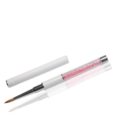 Acrylic Brush Size 4 - White/Pink Round with Rhinestones for Acrylic Nails | International Shipping Available - Buy Online on SooperMarket.com
