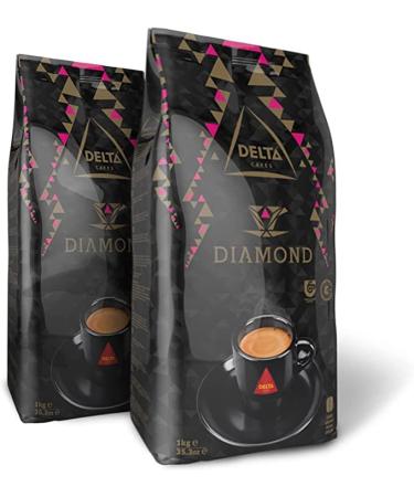Delta Caf s - Coffee Beans Diamond - 2 packages of 1 kg - intensity 8 - Full -bodied Arabica R stkaffe bean mixture - very aromatic with notes of roasted walnuts
