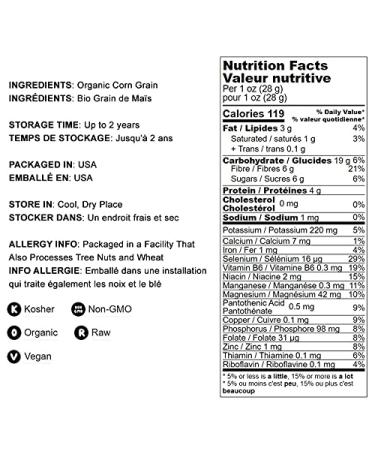 Organic Yellow Whole Corn 1.5 lbs - Non-GMO Maize, Vegan & Kosher Bulk Cereal Grain with B Vitamins - Thiamin & Folate - Buy Online on SooperMarket.com