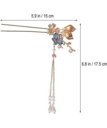 Minkissy Chinese Hair Stick 1 Pair of Retro Flower Hair Chopsticks Hairpin Japanese Chignon Pin Vintage Hair Accessories - Buy Online on SooperMarket.com